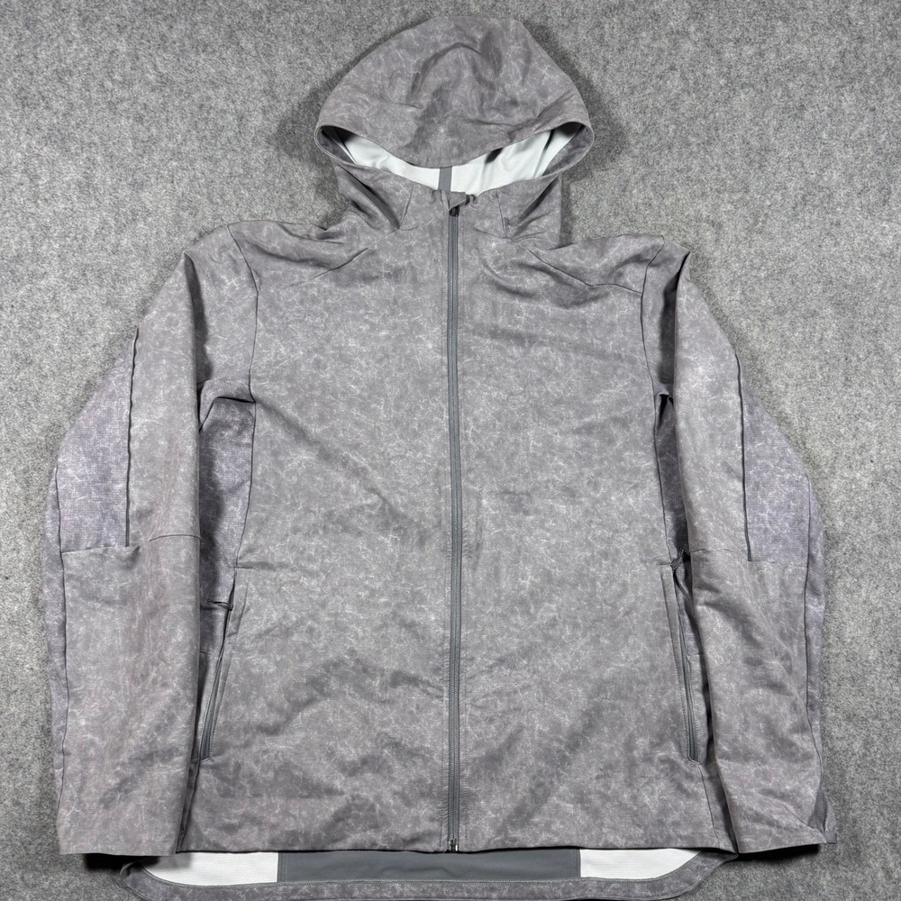 Lululemon Jacket Mens XL Grey Waterproof Hooded Windbreaker Full Zip Activewear